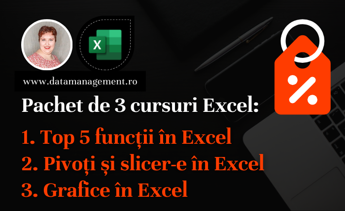 Ofertă! Noțiuni Excel esențiale în activitatea zilnică: funcții, pivoți, grafice